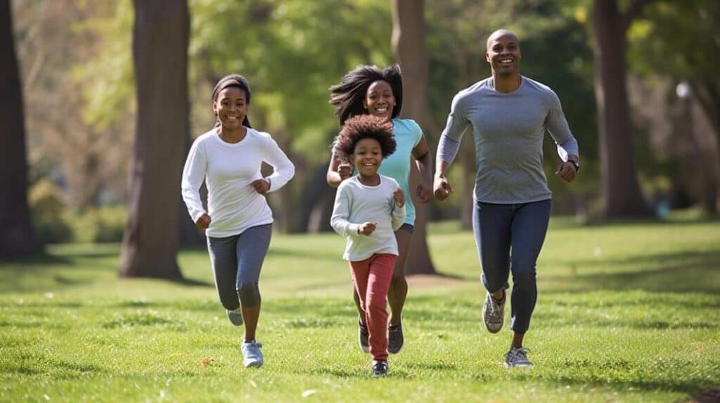 Alt: family running together